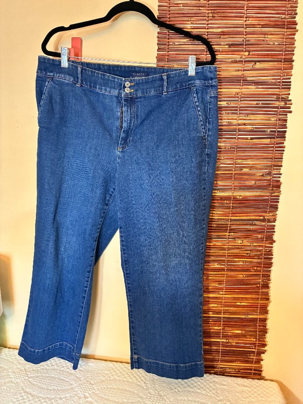 Talbots Simply Flattering Wide Crop Trouser Jeans 16WP Slash Pockets
